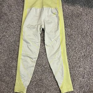 L Gymshark Gray and Yellow Leggings